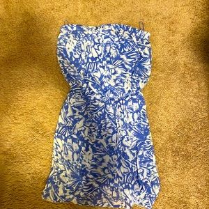 Floral strapless cinched dress